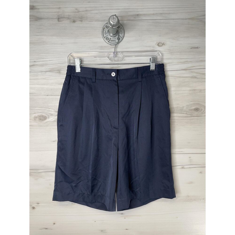 Antigua Golf Shorts Womens 10 Navy Invincible‎ Pleated Elastic Waist Pockets
